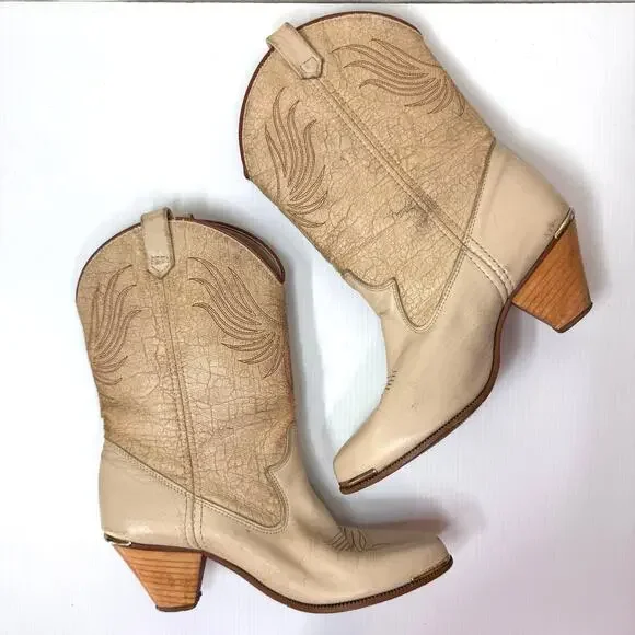 Vintage Dingo Cowboy Boot Size 6.5 Western Cowgirl Neutral Festival Boho Country - Picture 13 of 13